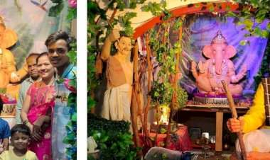 निवती मेढा येथील केळुसकर कुटुंबांनी साकारला बाळू मामाचा देखावा.