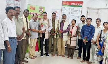 जागतिक टपाल दिनानिमित्त भाजपाच्या वतीने पोस्टमनचा सत्कार.