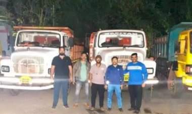 बेकायदा वाळू वाहतूक केल्याप्रकरणी बांदा येथे पाच गाड्या ताब्यात