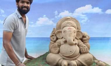 माघी गणेश जयंती निमित्त वेंगुर्ला येथे साकारले दोन फूट उंचीचे गणपतीचे वाळूशिल्प
