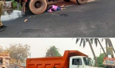 पाट तीठ्यावर डंपर आणि दुचाकी यांच्यात अपघात,  मुलीचा जागीच मृत्यू