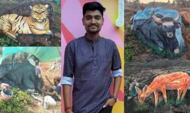 निर्जीव दगडांवर साकारली प्राण्यांची जिवंत चित्रे