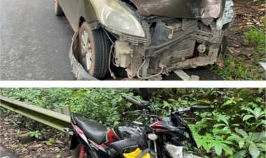 इन्सुली घाटीत इर्टीगा कारची दुचाकीला धडक......दुचाकीस्वार गंभीर