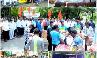 ‘ढोल बजाव, कृषिमंत्री भगाव!’ आंदोलनाने फळपीक विम्यासाठी महाविकास आघाडीचा जोरदार आवाज.......आंबा-काजू बागायतदार शेतकऱ्यांना विमा रक्कम न मिळाल्याने संताप; ओरोस येथे धरणे आंदोलन