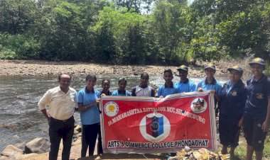 उगवाई नदीत स्वच्छतेचा संदेश !......फोंडाघाट महाविद्यालयाच्या एनसीसी कॅडेट्सकडून पर्यावरण प्रेमाचा आदर्श उपक्रम