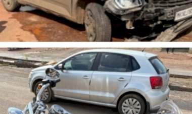 गतिरोधकचा अंदाज न आल्याने बांदा येथे अपघात