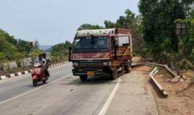 ओरोस येथे मुंबई-गोवा महामार्गावर अपघात, सुदैवाने जीवितहानी टळली