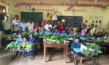 मठ कणकेवाडीच्या शाळेत रानभाज्यांचे आकर्षक प्रदर्शन