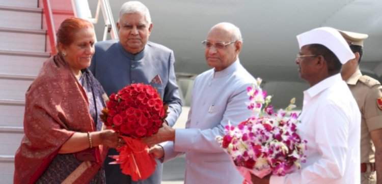उपराष्ट्रपती जगदीप धनखड यांचे मुंबईत आगमन.