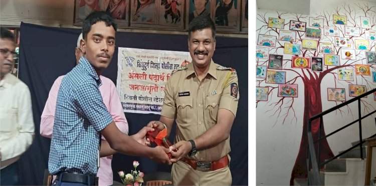 चित्रांच्या माध्यमातून नशा मुक्तीचा संदेश......निवती पोलिसांनी केले कौतुक