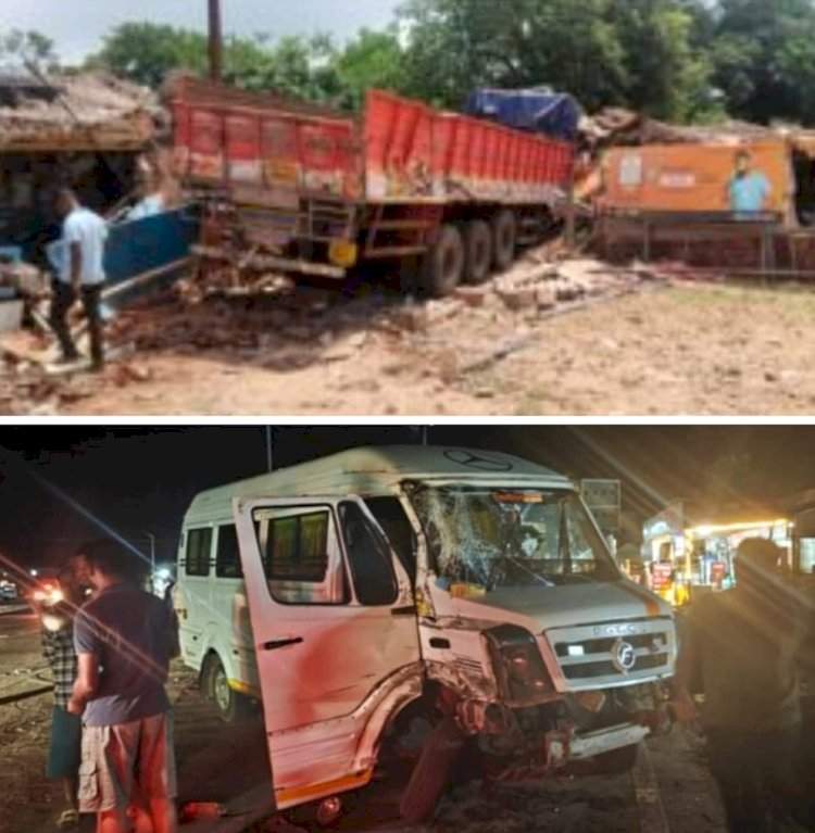 भरधाव ट्रकने दुचाकीस्वारासह दोन गाईंना चिरडले....गगनबावडा येथील घटना