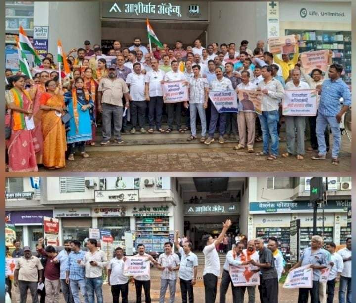 मानवी साखळी करून मोदी सरकारला दर्शवला कुडाळातून पाठिंबा.....दिल्लीतील घडामोडींवर भाजप आक्रमक 