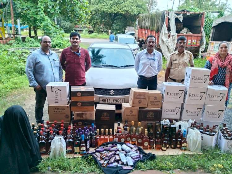 कणकवलीत राज्य उत्पादन शुल्क विभागाची मोठी कारवाई, गोव्यातील ६ लाखांची विदेशी दारू जप्त