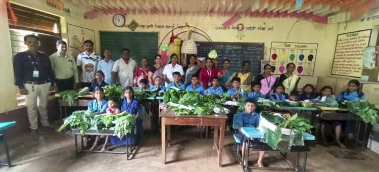 मठ कणकेवाडीच्या शाळेत रानभाज्यांचे आकर्षक प्रदर्शन