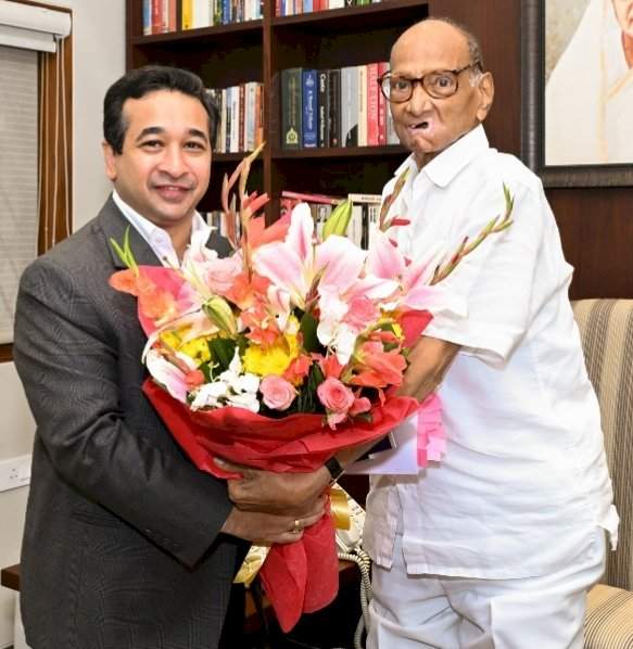 मंत्री नितेश राणे यांनी घेतली जेष्ठ नेते शरद पवारांची ‘सिल्वर ओक’वर भेट.......ससून डॉकच्या आधुनिकीकरणासह मच्छीमारांच्या हिताच्या विविध विषयांवर चर्चा